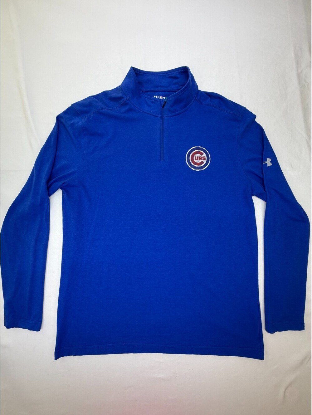 Under Armor Men's Shirt Heatgear Long Sleeve Chicago Cubs 1/4 ZIp Size L Blue